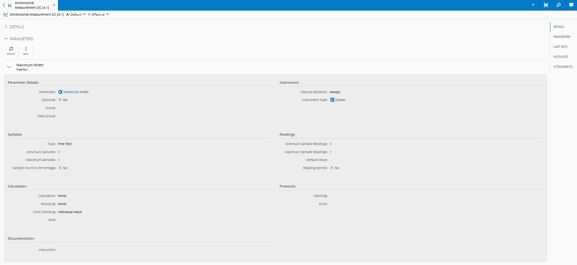 Screenshot showing the instrument capture behavior set to Always on the data collection parameters.