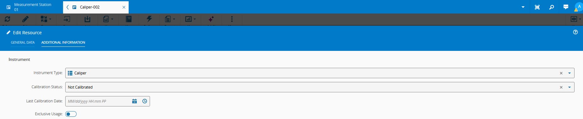 Screenshot showing Caliper-002 in the Not Calibrated state.