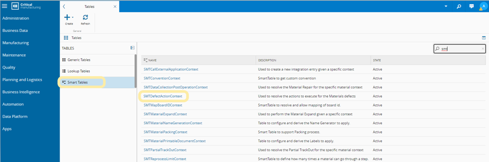 Select SMTDefectActionContext