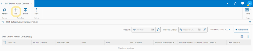 Configure the table