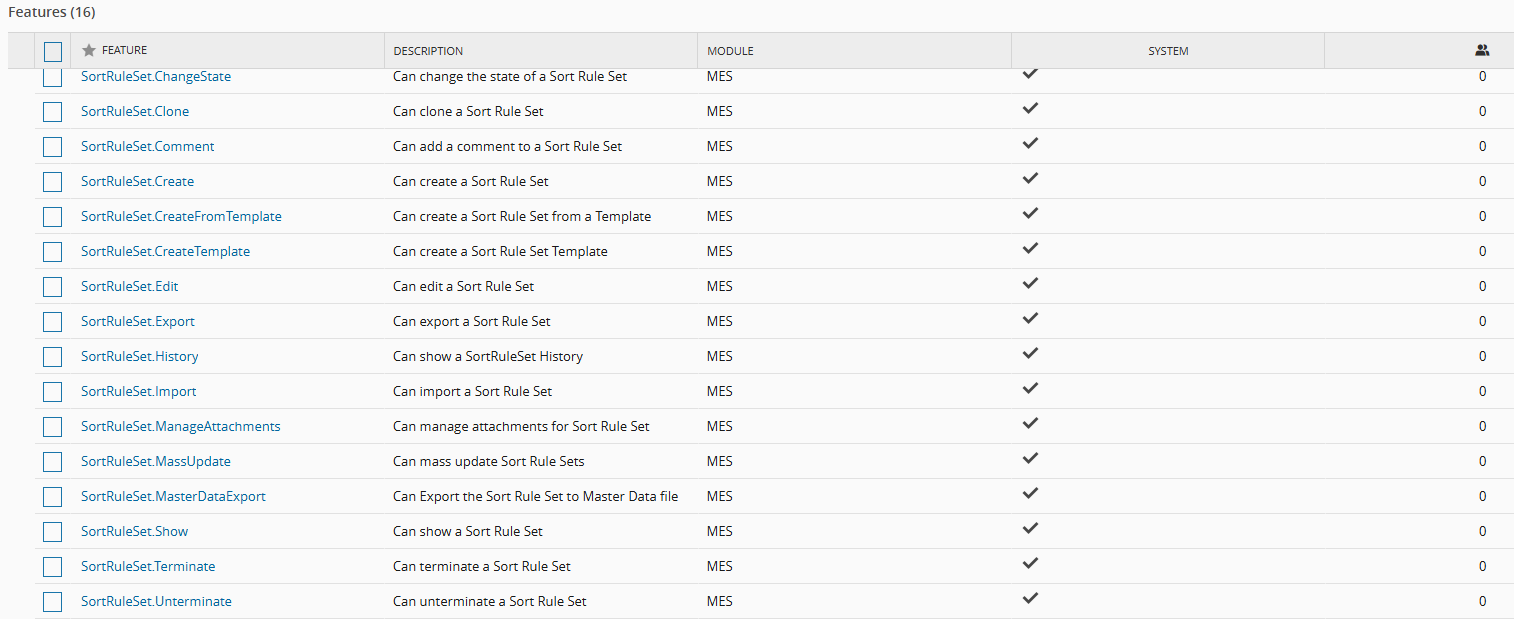 Screenshot showing the security features used to manage sort rule permissions.