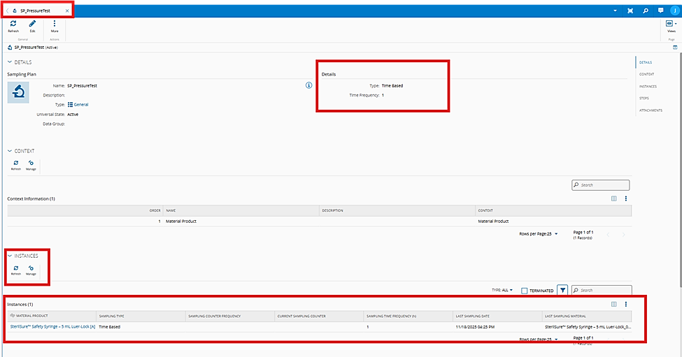 Screenshot showing a time-based Sampling Plan used for flow configuration.