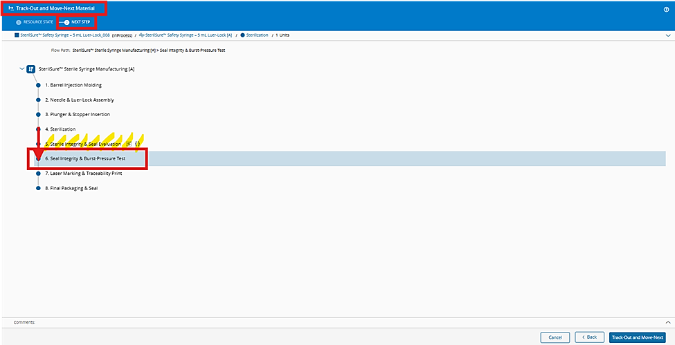 Screenshot showing a material skipping the optional step before the sampling interval is met.