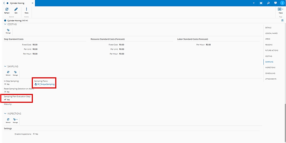 Screenshot showing the sampling evaluation step configuration.