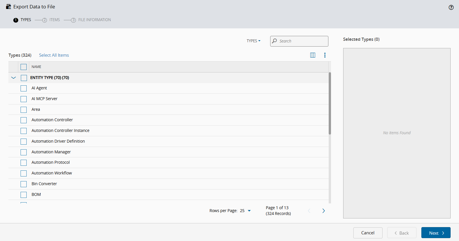 Export Data to File wizard