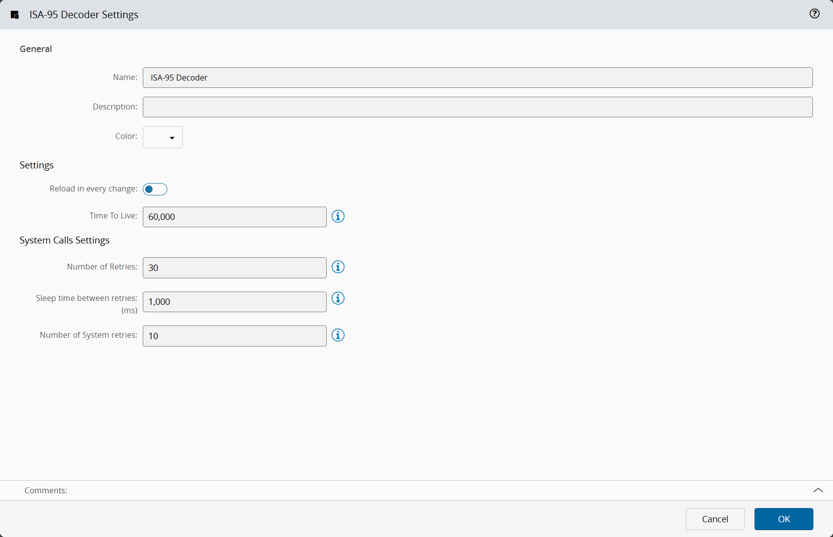 ISA-95 Decoder Task Settings