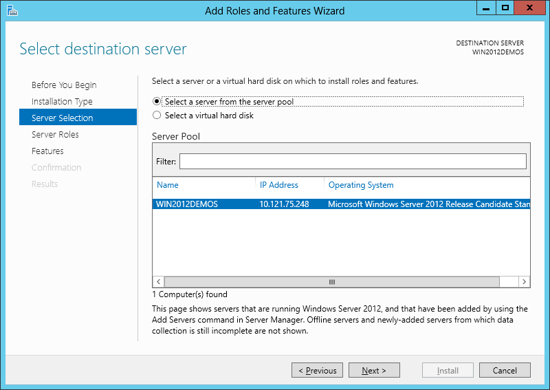 IIS - Add Server Selection