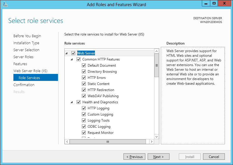 IIS - Add Web Server Role Services