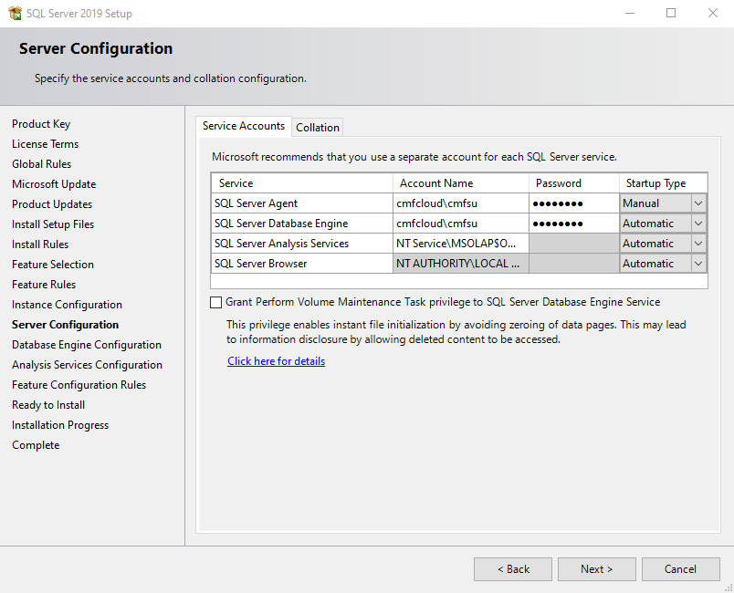 SQL Server Installation - Service Account