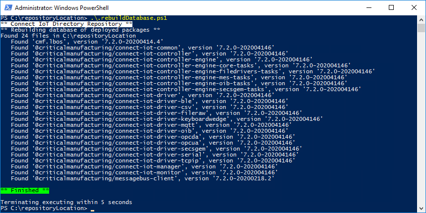 Rebuild database Powershell script