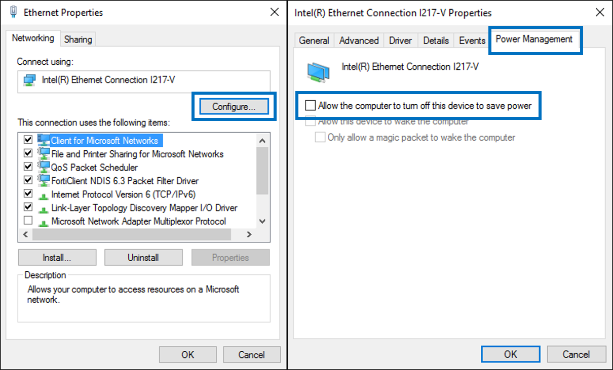 Network Adapters Power Management