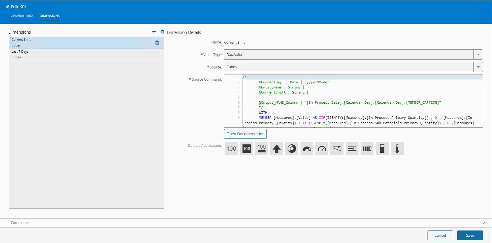 Dynamic KPI Dimensions management page