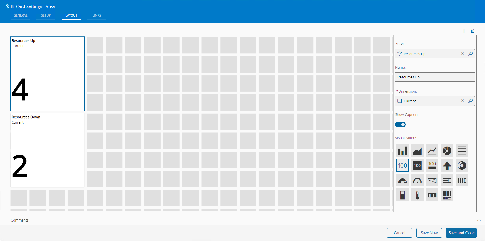 BI Card Widget layout configuration