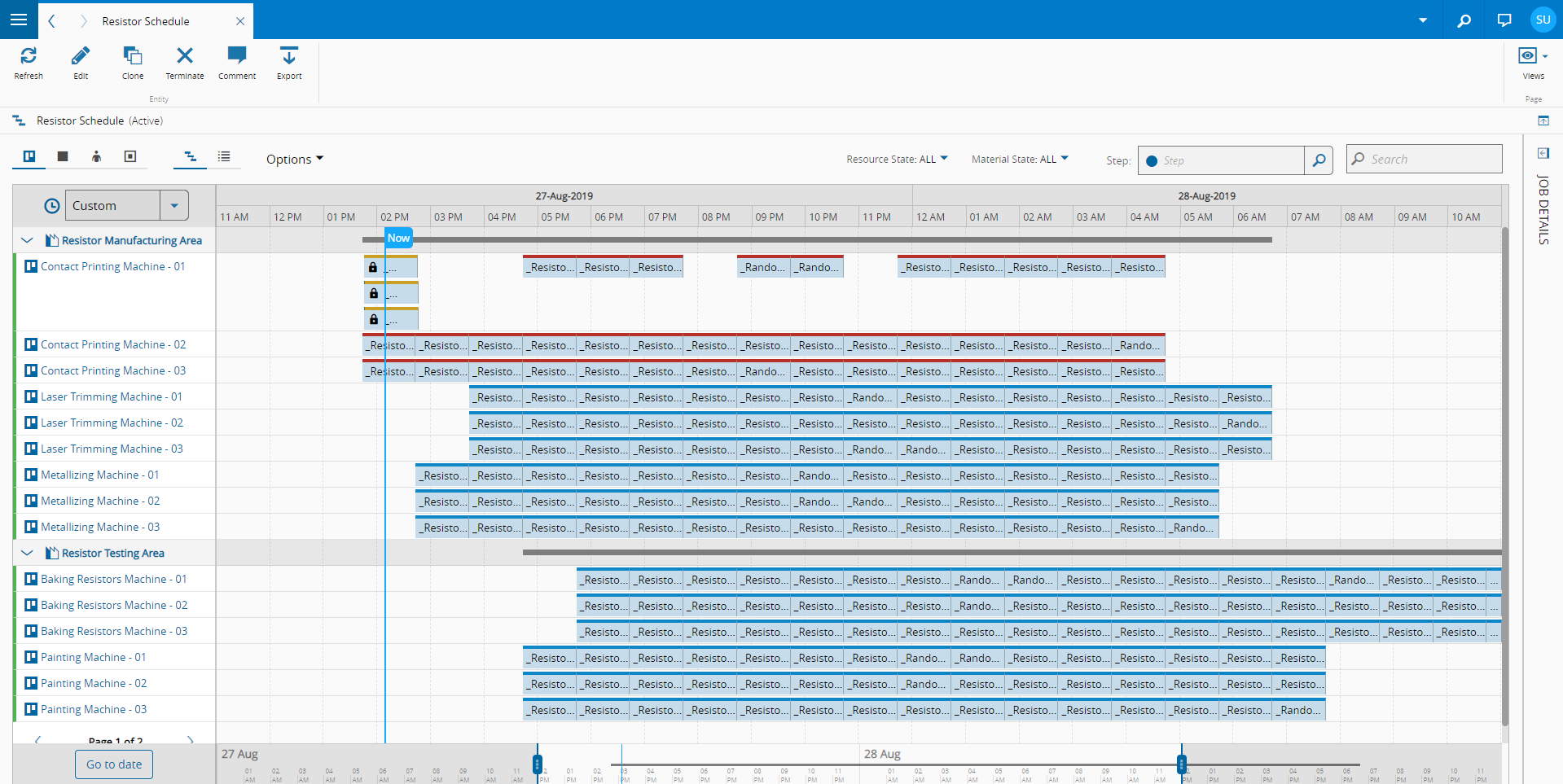 Visualization options in the Schedule