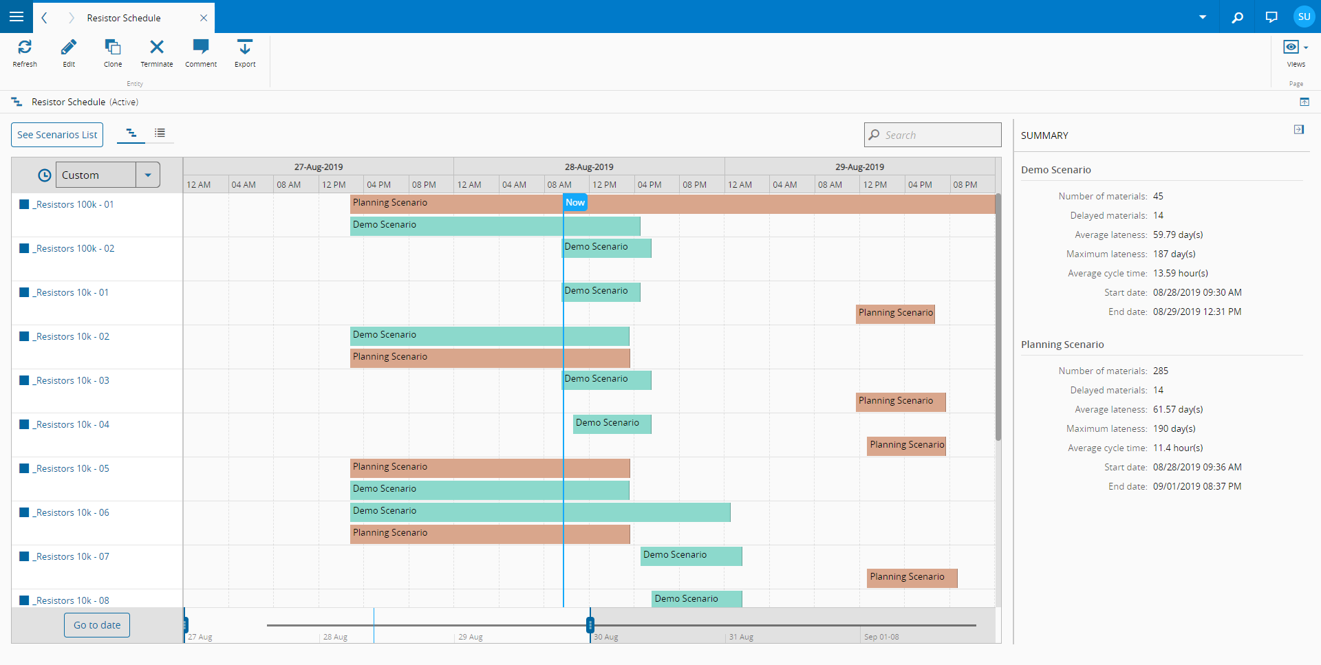 Comparing Schedule Scenarios in Calendar View