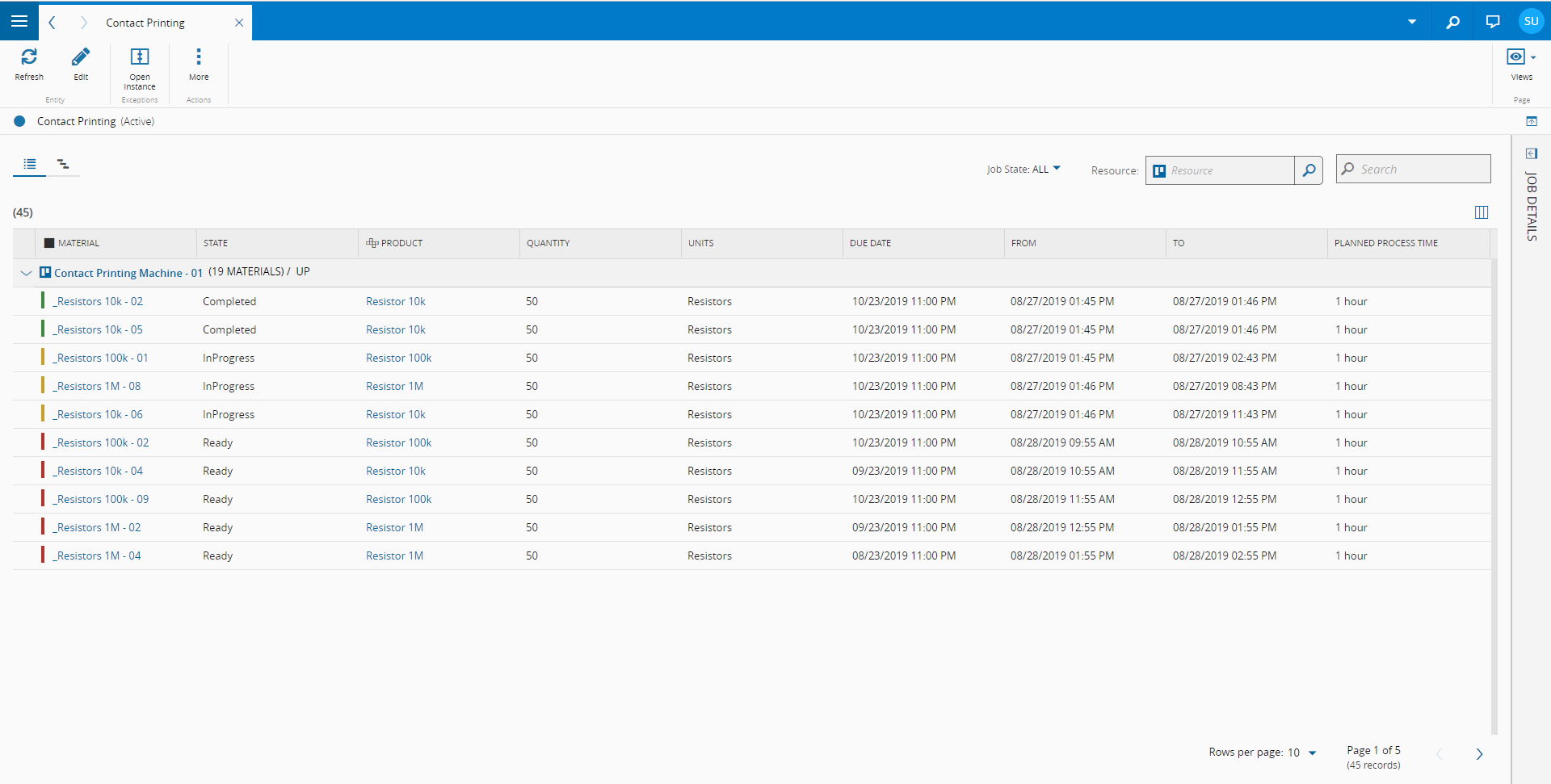 Scheduling Step view