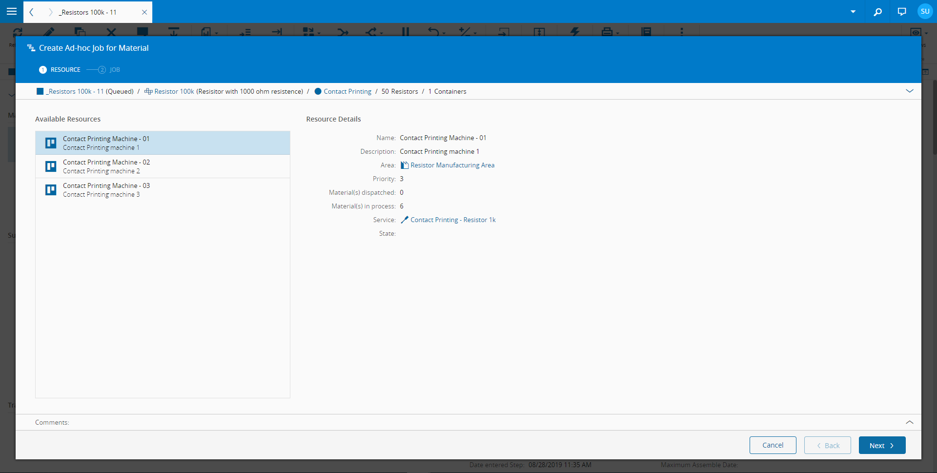 Create Ad-hoc Job - Step 2