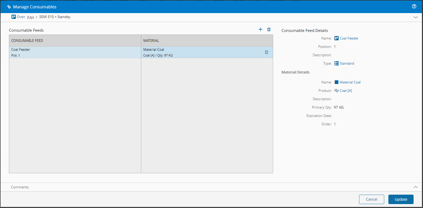 Job Running - Drop Material - Manage Consumables