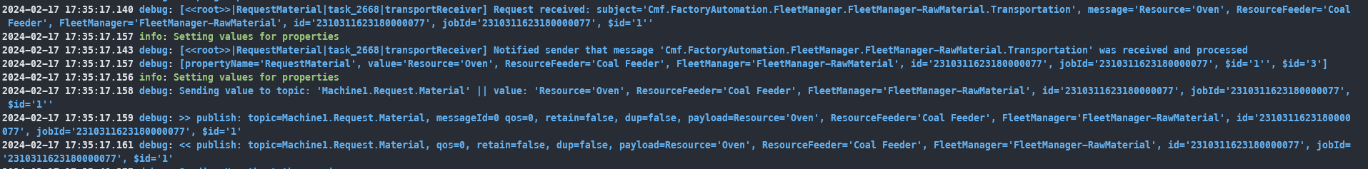 Job Running - Request Material - Fleet Manager