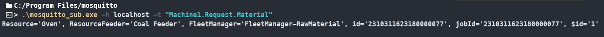 Job Running - Request Material - Mosquitto