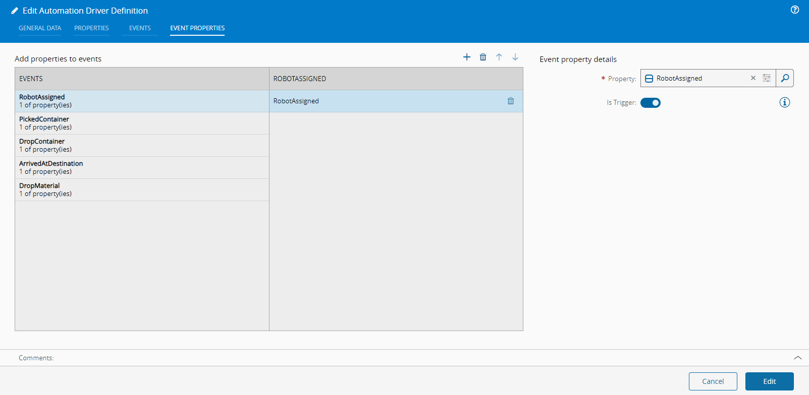 Fleet-Manager-RawMaterial - DriverDefinition - Event Properties
