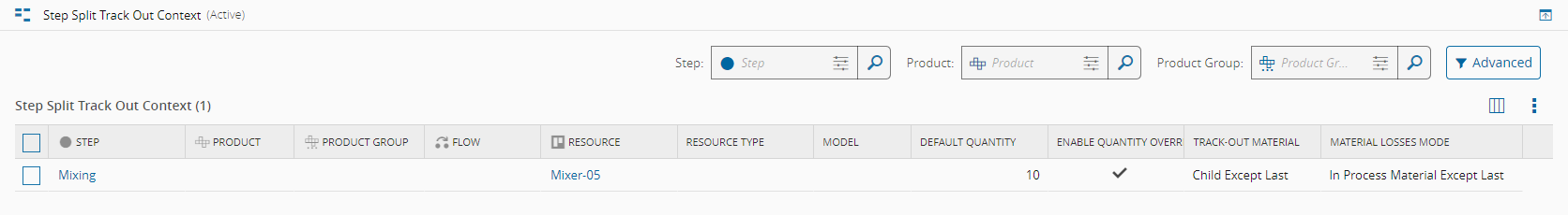 StepSplitTrackOutContext Smart Table