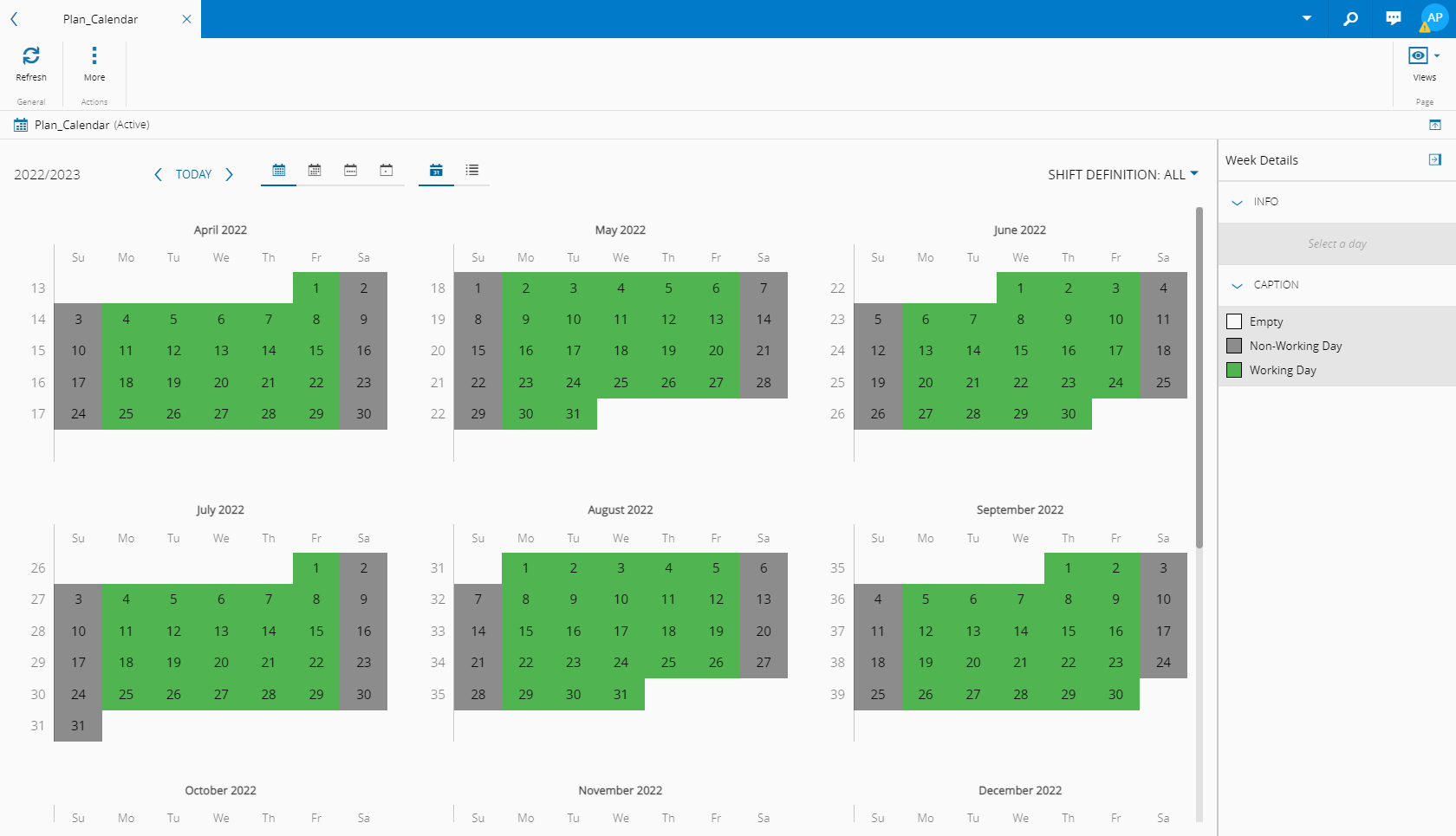 Generated Calendar Days