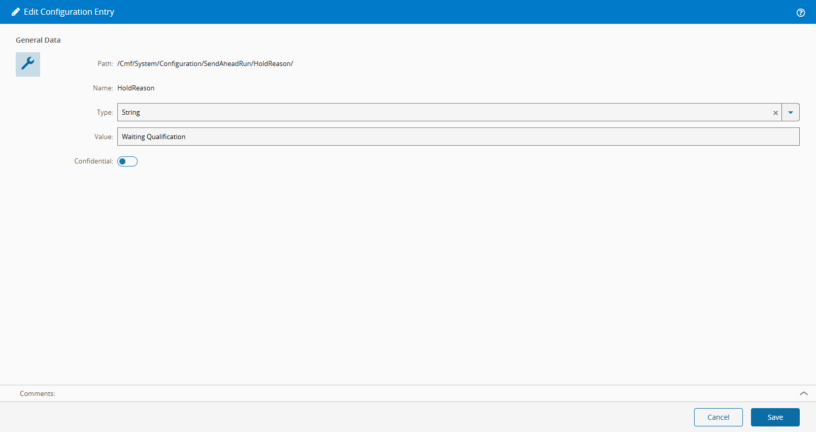 Enter Configuration Value