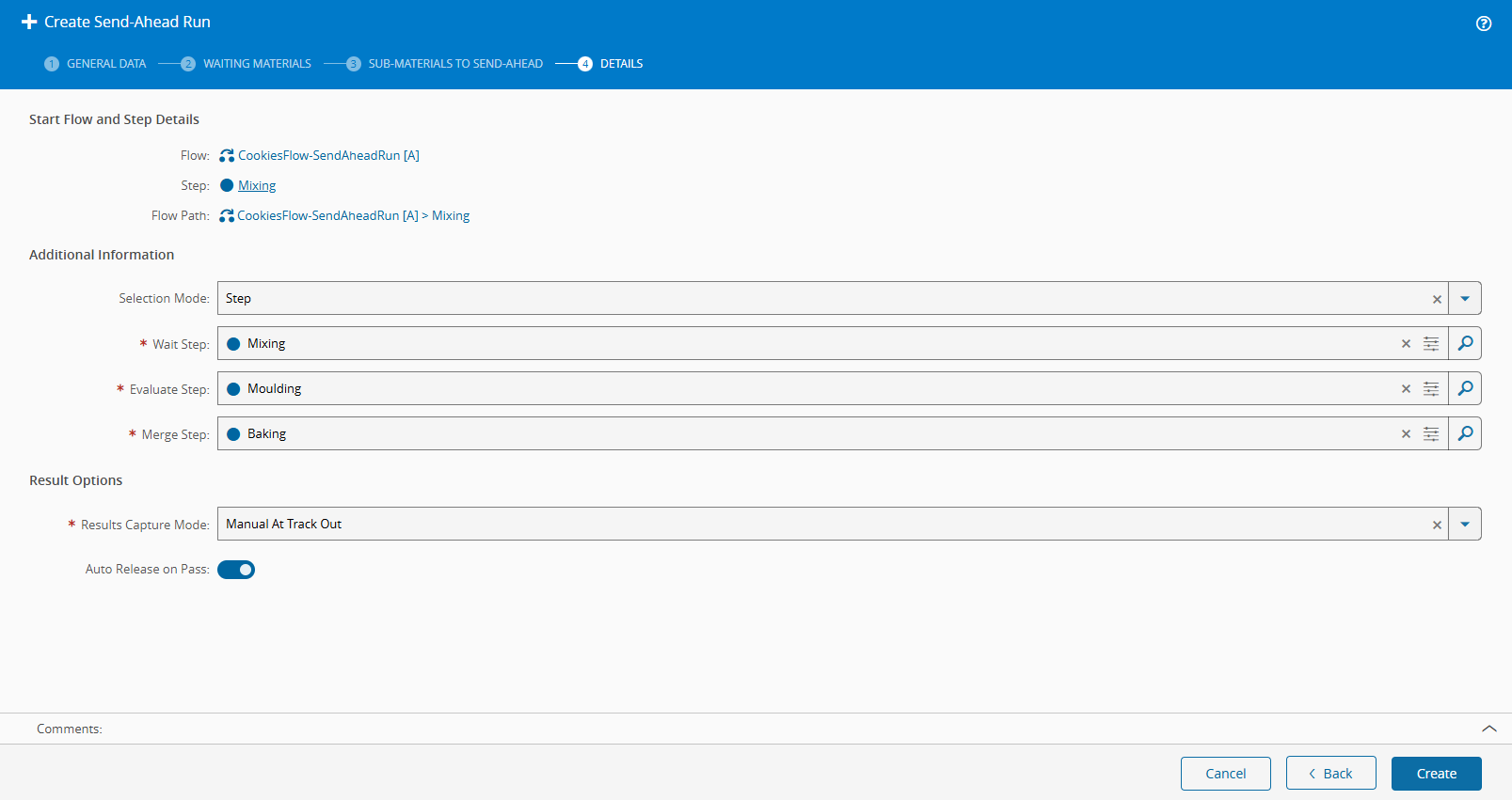Configured Send-Ahead Run