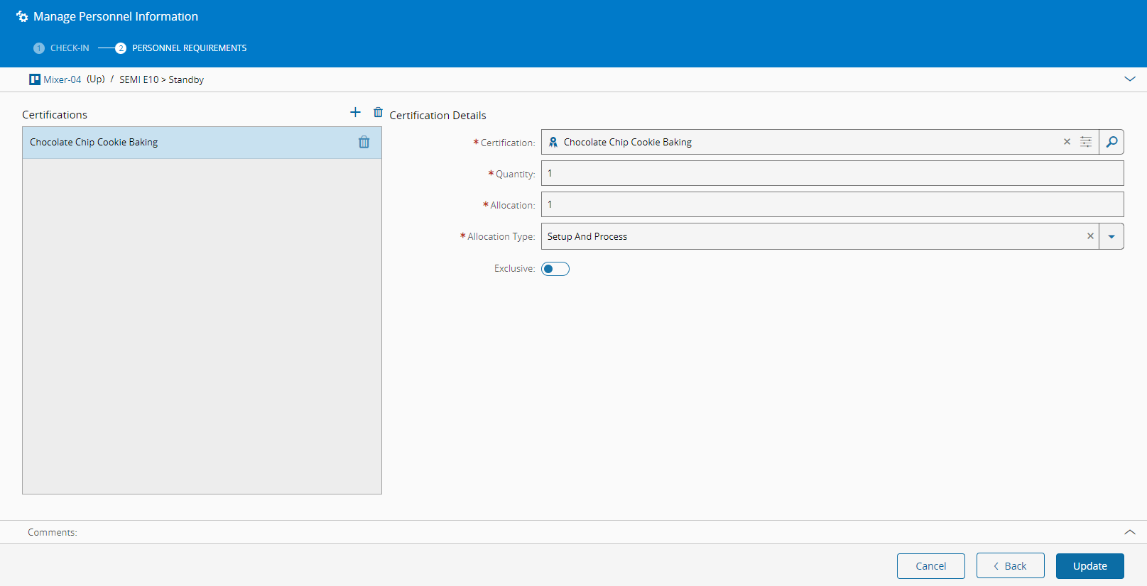 Configure the Resource - Personnel Requirements