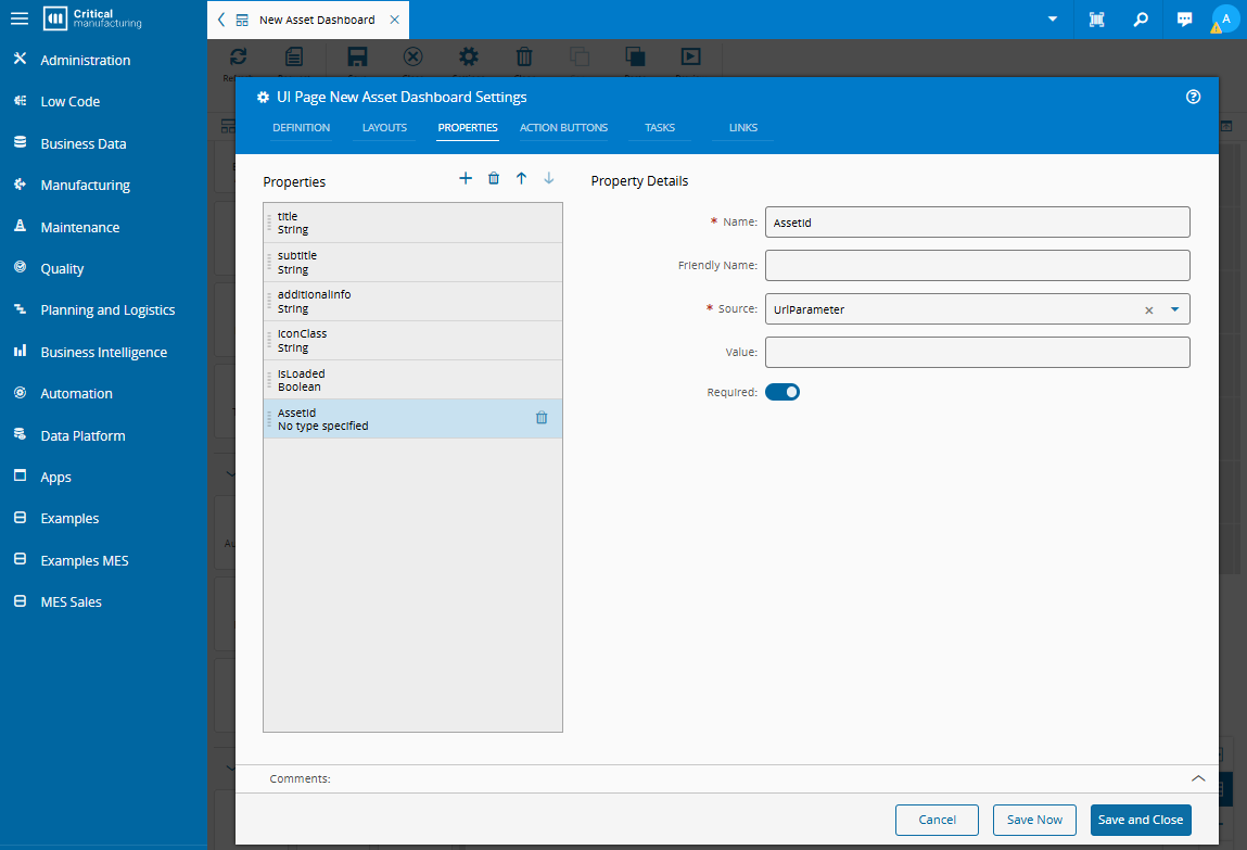 Screenshot showing the Asset Dashboard scope.