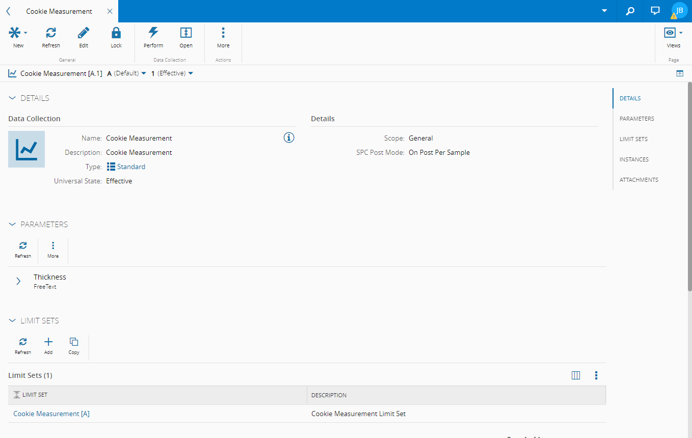 Main view of the Data Collection page