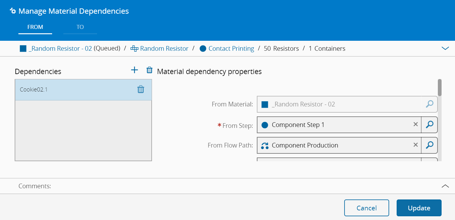 Manage Material Dependencies
