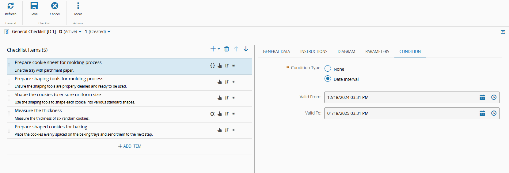 General Checklist Conditions