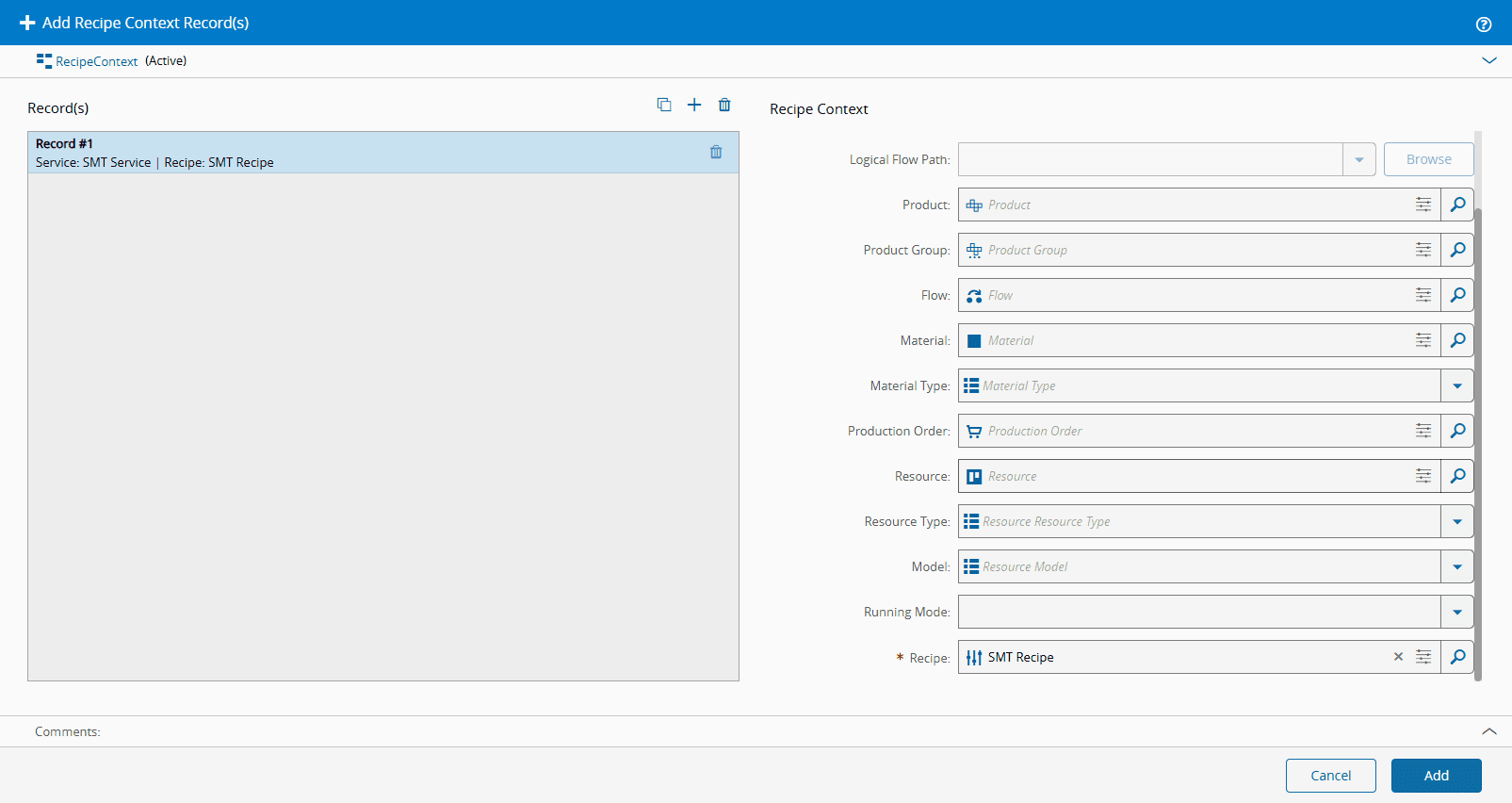 Manage Recipe Context