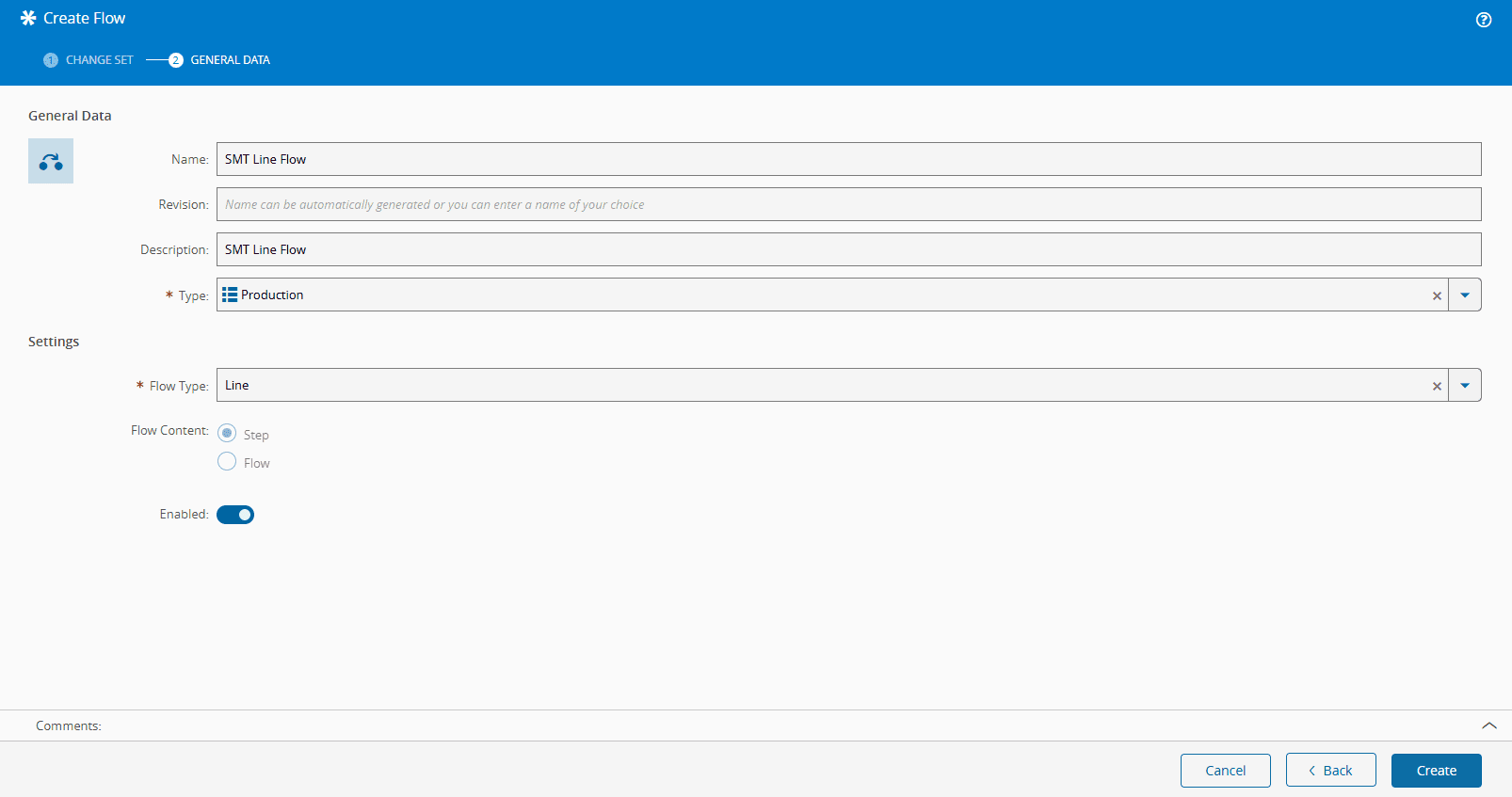 Line Flow creation