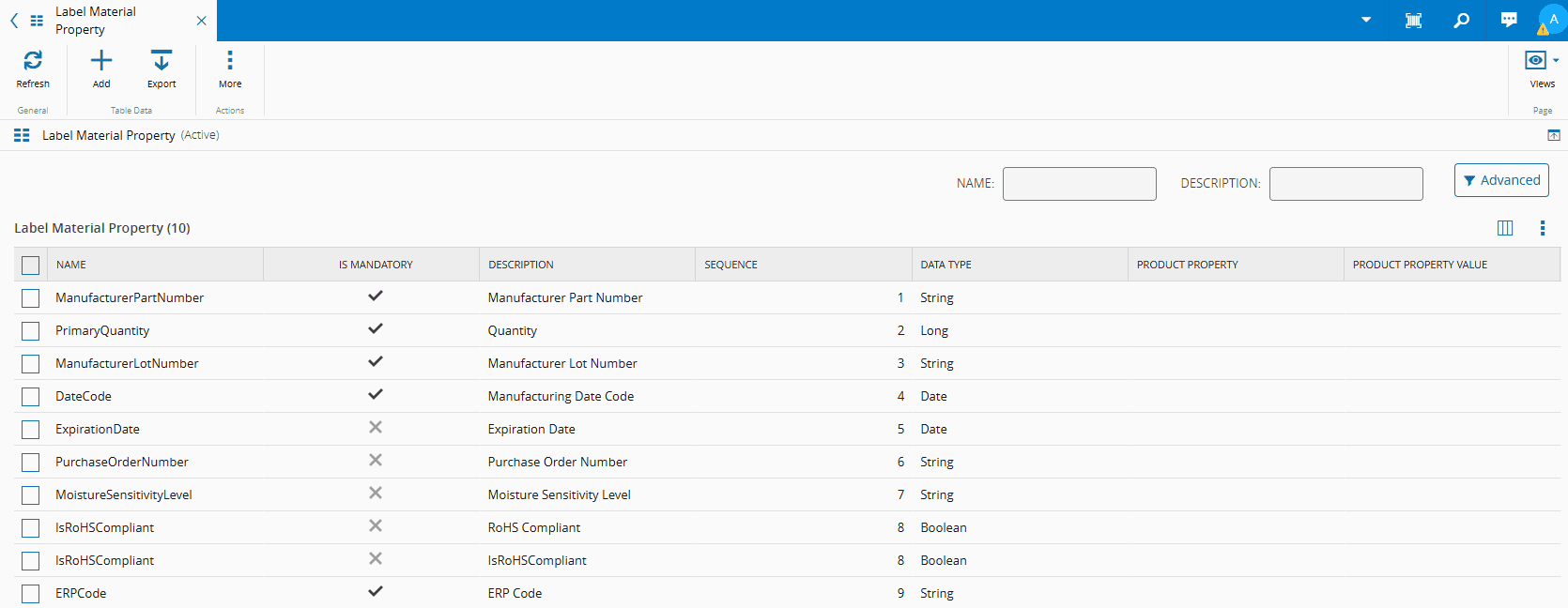 GT Label Material Property