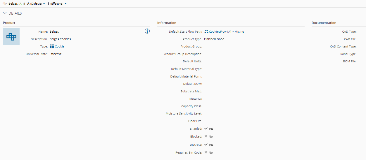 Screenshot showing a list of products, including "Belgian" as one option.