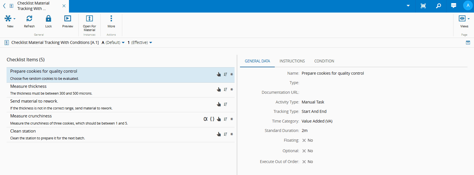 Open Checklist Instance Material