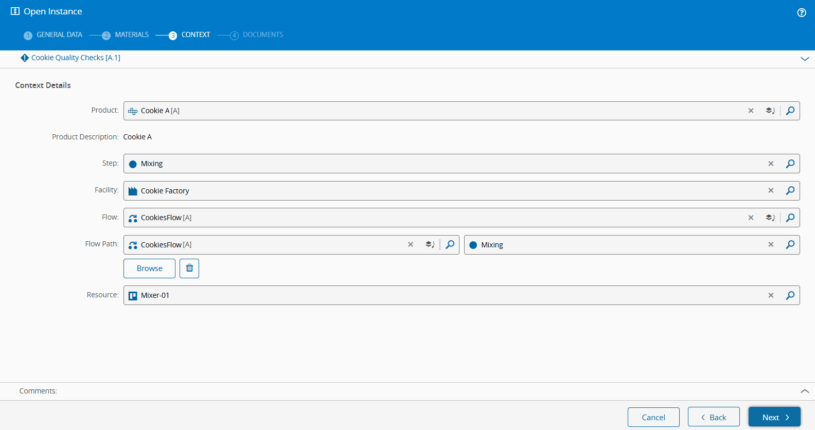 Screenshot showing a protocol instance context.
