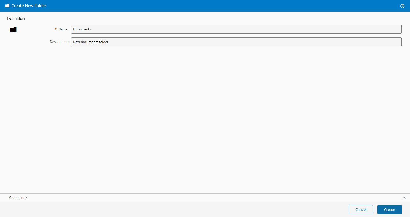 Screenshot showing the three-dot menu on the left-hand side panel with options for creating a new folder.