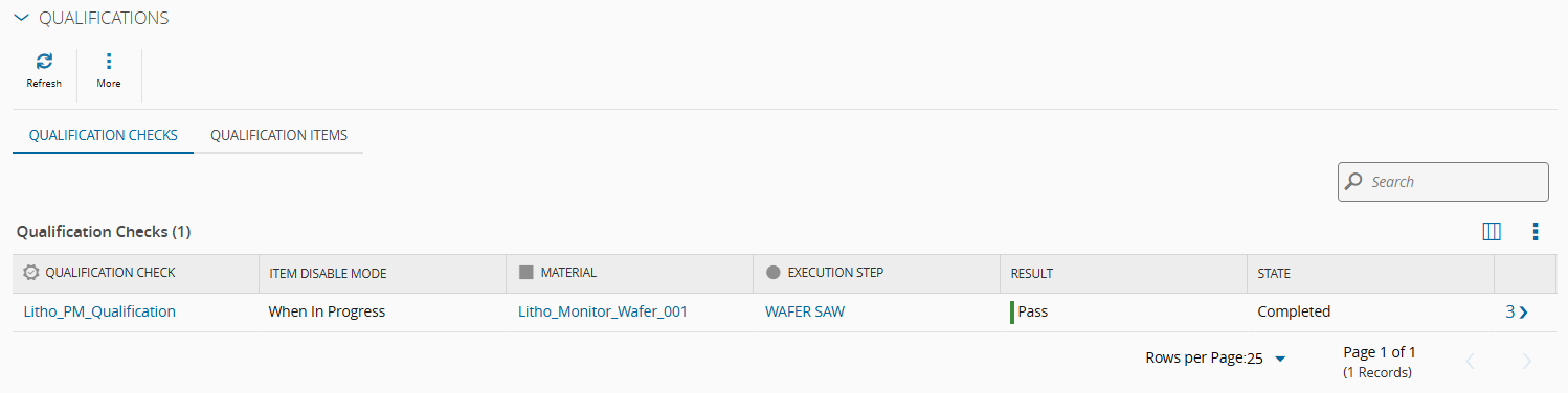 Screenshot showing the completion of qualification checks of the MAO when the restriction type is set to require specific
