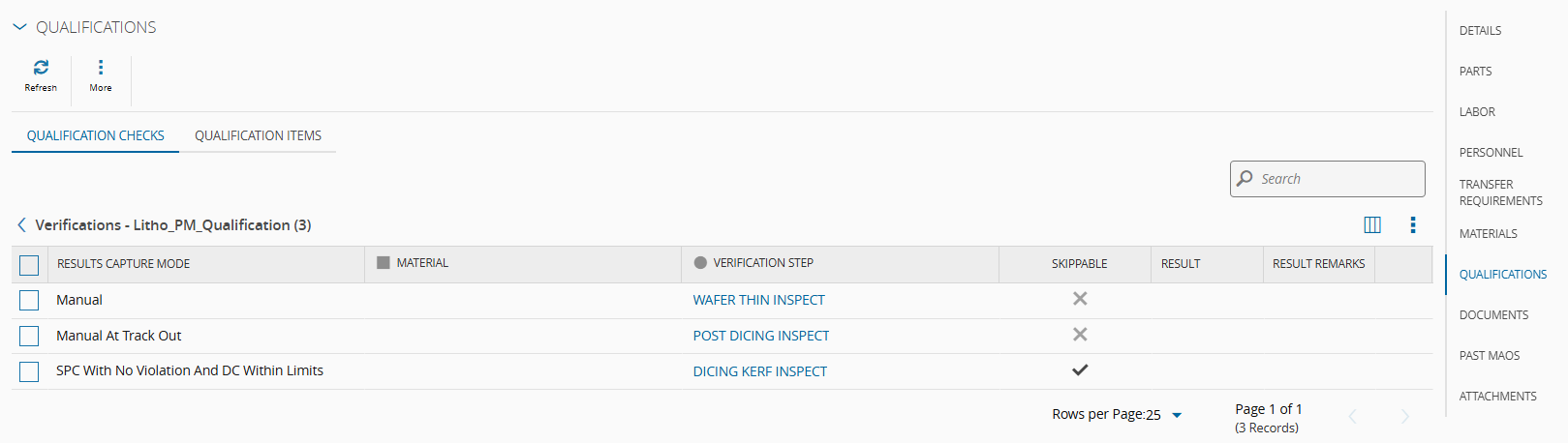 Screenshot showing the verifications of the MAO when the restriction type is set to require specific