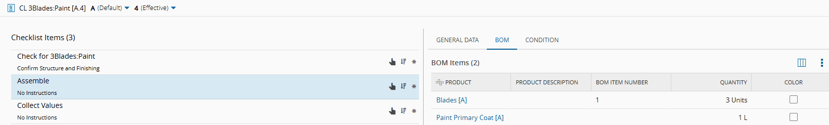 Screenshot showing a checklist for assembly steps.