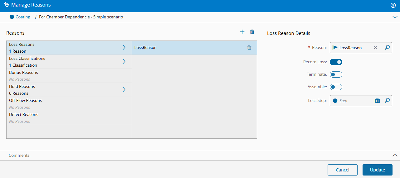 Loss Reason - Critical Manufacturing Documentation Portal