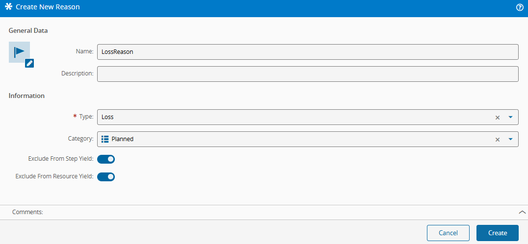 Loss Reason - Critical Manufacturing Documentation Portal