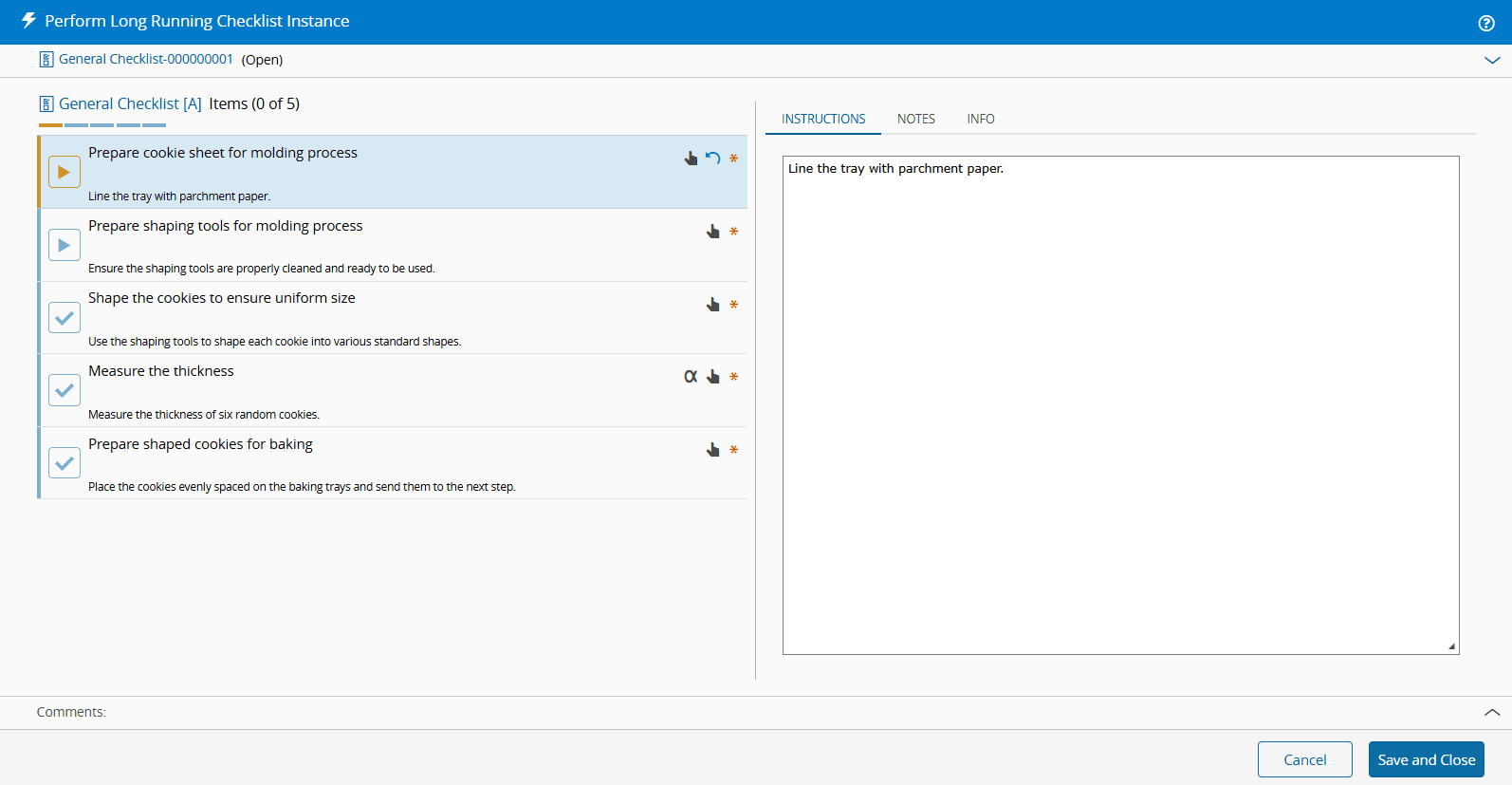 Started Checklist Item