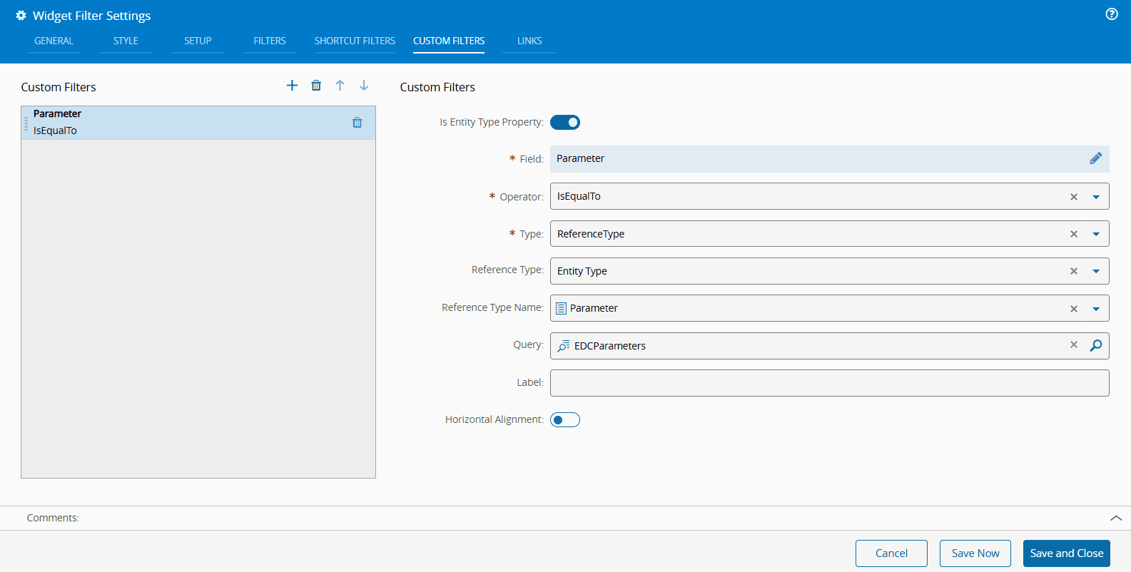 Screenshot showing a settings page with custom filter options, including "custom Filters" and "custom éilters".