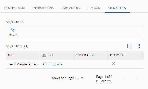 Screenshot showing a tabbed interface with a new tab labeled "Signatures" for adding authorized signatures.
