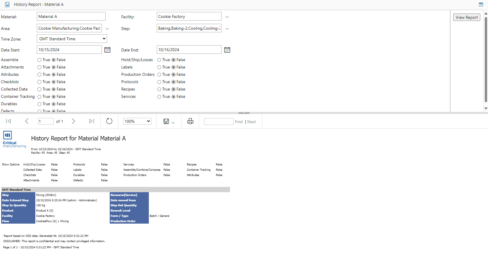 Screenshot showing the "View Reports" page with an Export icon.